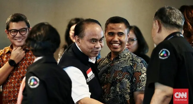 Menkominfo Budi Arie bicara soal penyamarataan tayangan Netflix dengan TV konvensional. (CNN Indonesia /Andry Novelino)